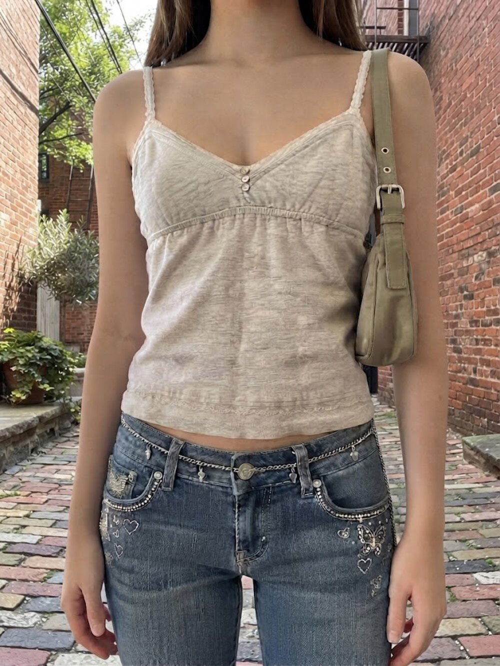 Aeropostale Y2K Off-White Babydoll Tank Top